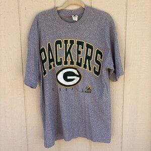 Vintage Green Bay Packers T-Shirt Men's XL Grey Football NFL 90's USA Riddell